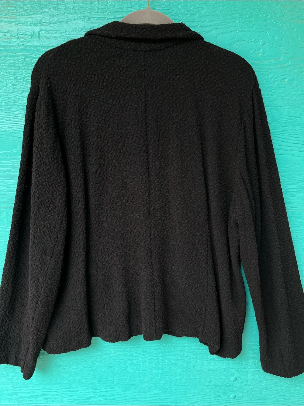Eileen Fisher Textured Knit Blazer Jacket Black XL 3 Button Stretch Pockets - Picture 5 of 6